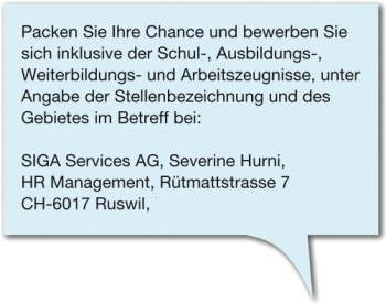 SIGA Services AG, Severine Hurni, HR Management, Rütmattstrasse 7